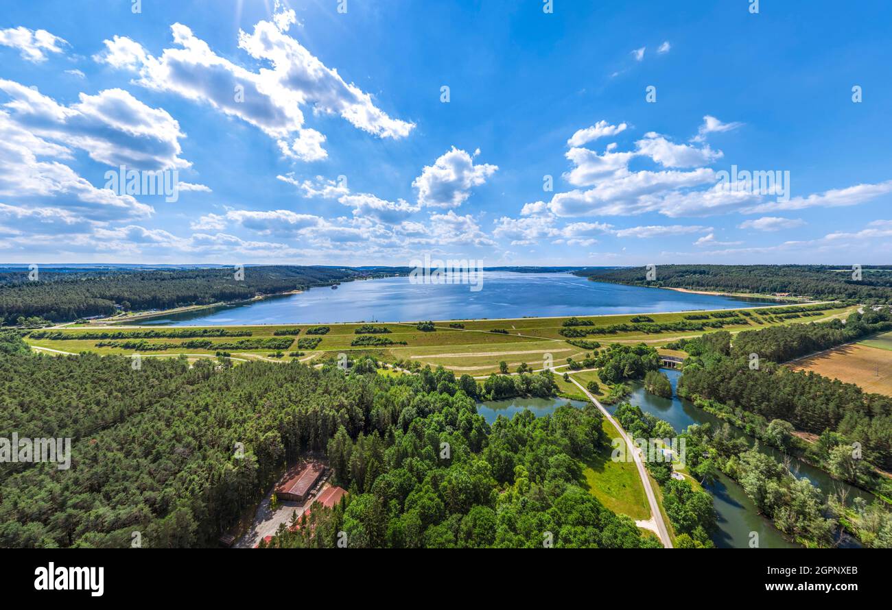  Impressive view to the region around the Brombachsee dam Stock Photo Illustration 