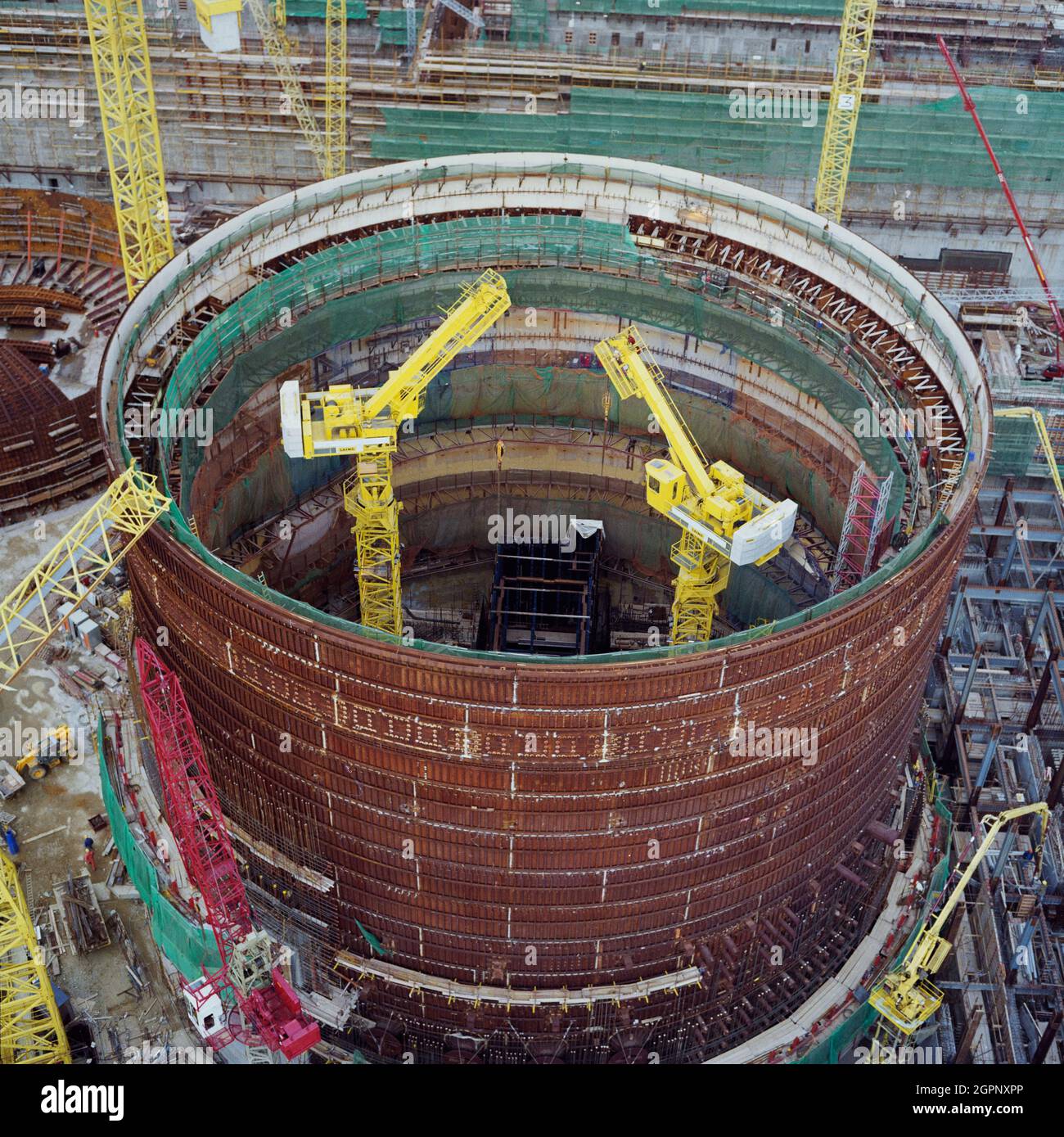 A view of the reactor containment building under construction at