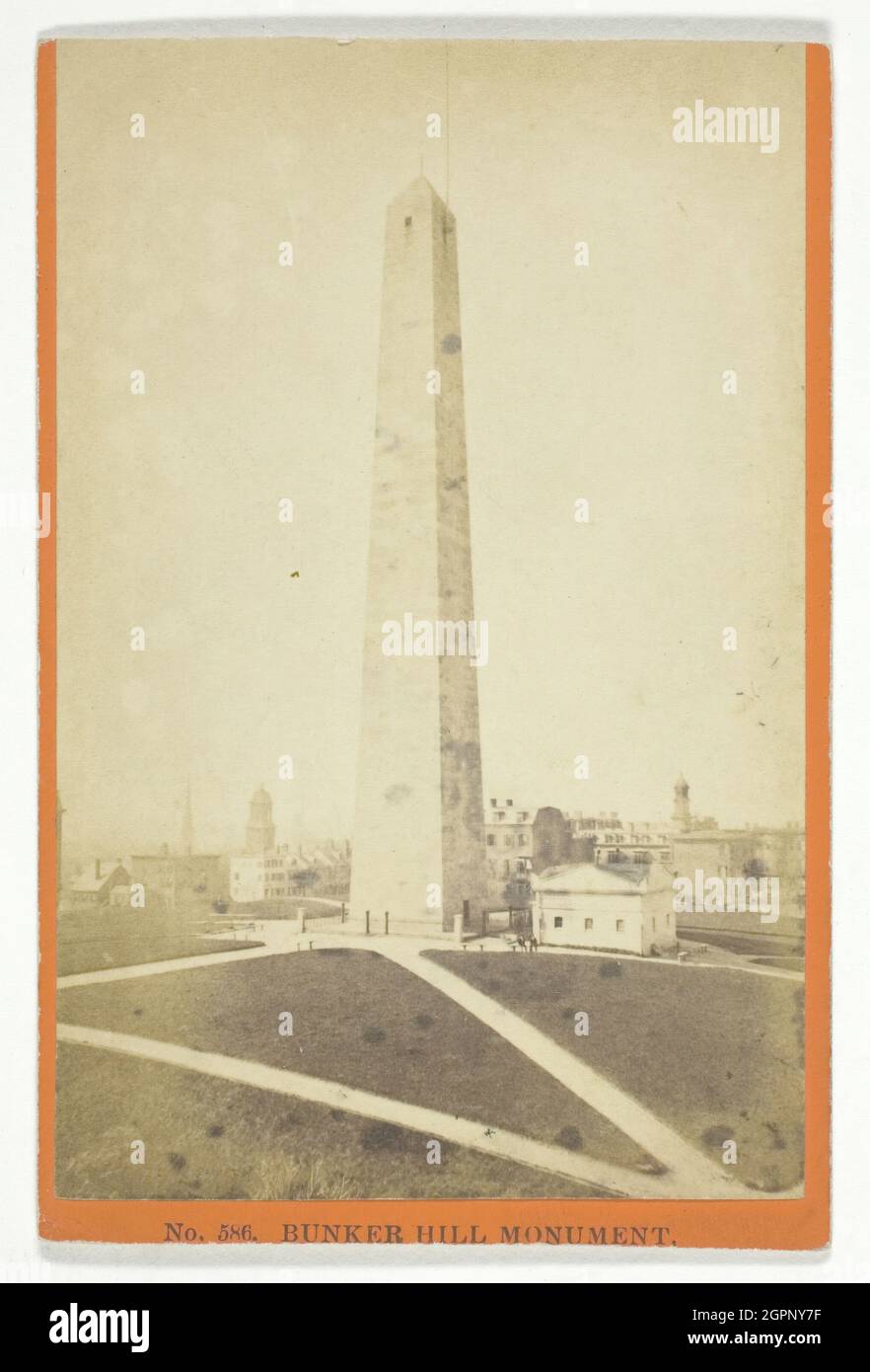 Bunker Hill Monument, 1845/1900. [War memorial at Charlestown, Massachusetts, comemmorating the Battle of Bunker Hill during the American Revolutionary War]. Albumen print (carte-de-visite). Stock Photo