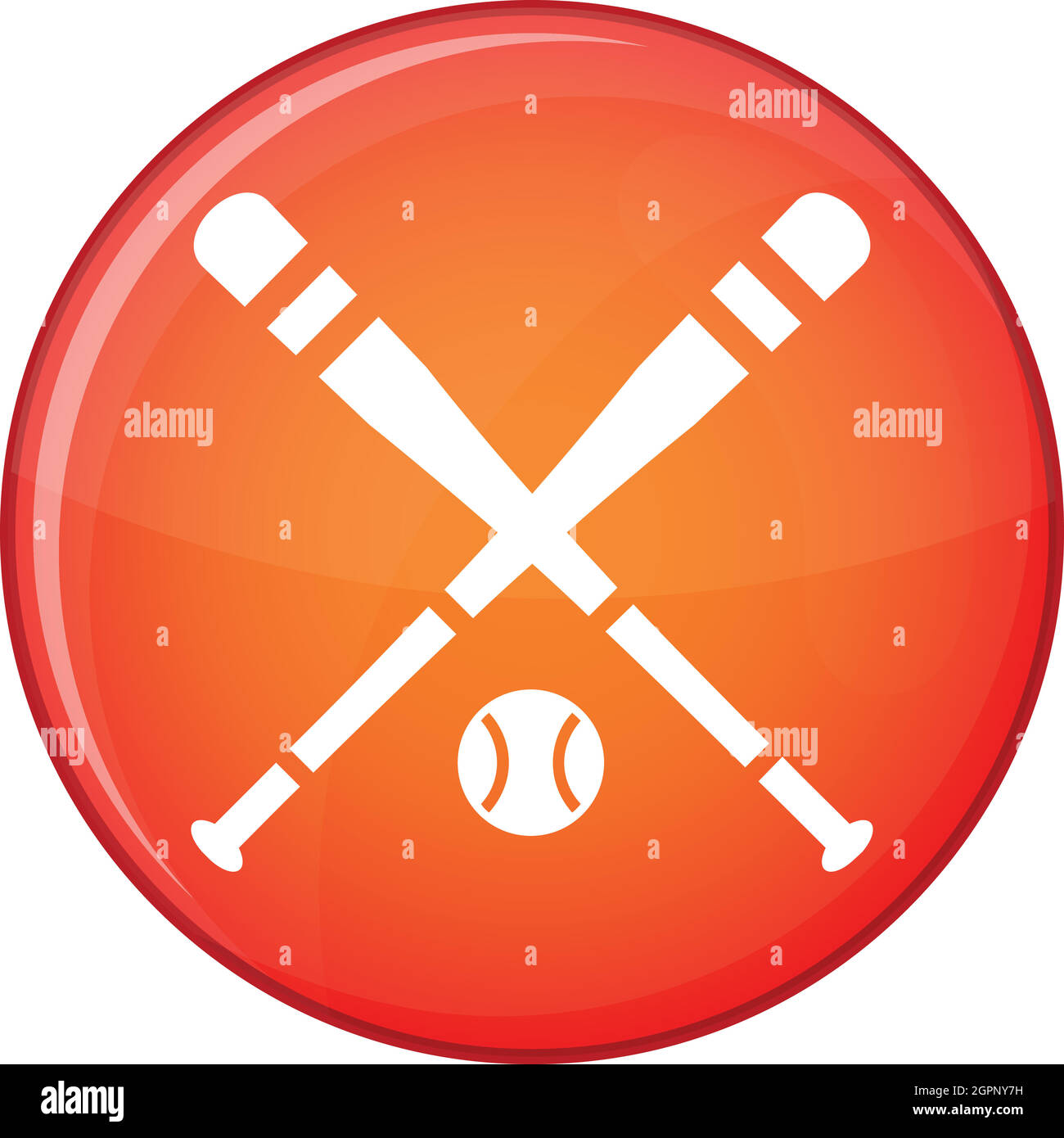 Baseball bat and ball icon, flat style Stock Vector