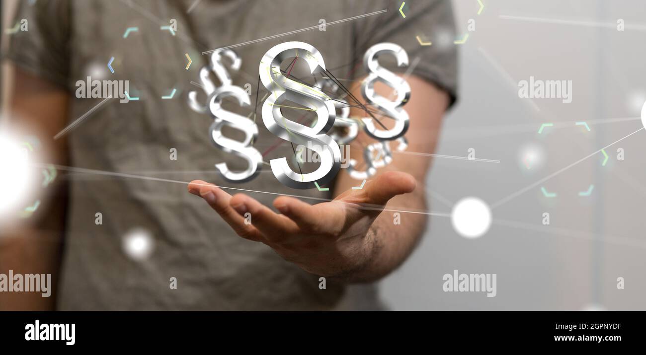 3D rendering of Law and Justice symbols - Paragraph/section sign Stock ...
