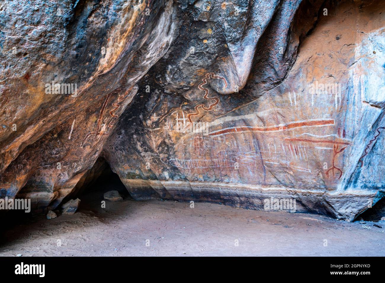 Mungana Rock Art site, Chillagoe-Mungana Caves National Park, North Queensland Stock Photo