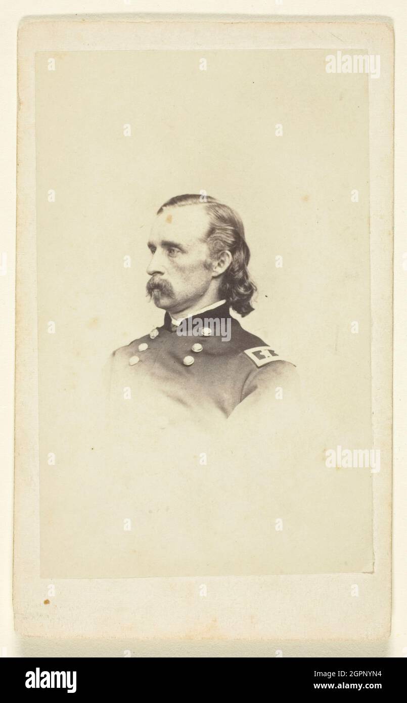 General George Armstrong Custer, 1860/76. [Portrait of George Armstrong Custer, US Army officer and cavalry commander in the American Civil War and the American Indian Wars]. Albumen print (carte-de-visite). Stock Photo