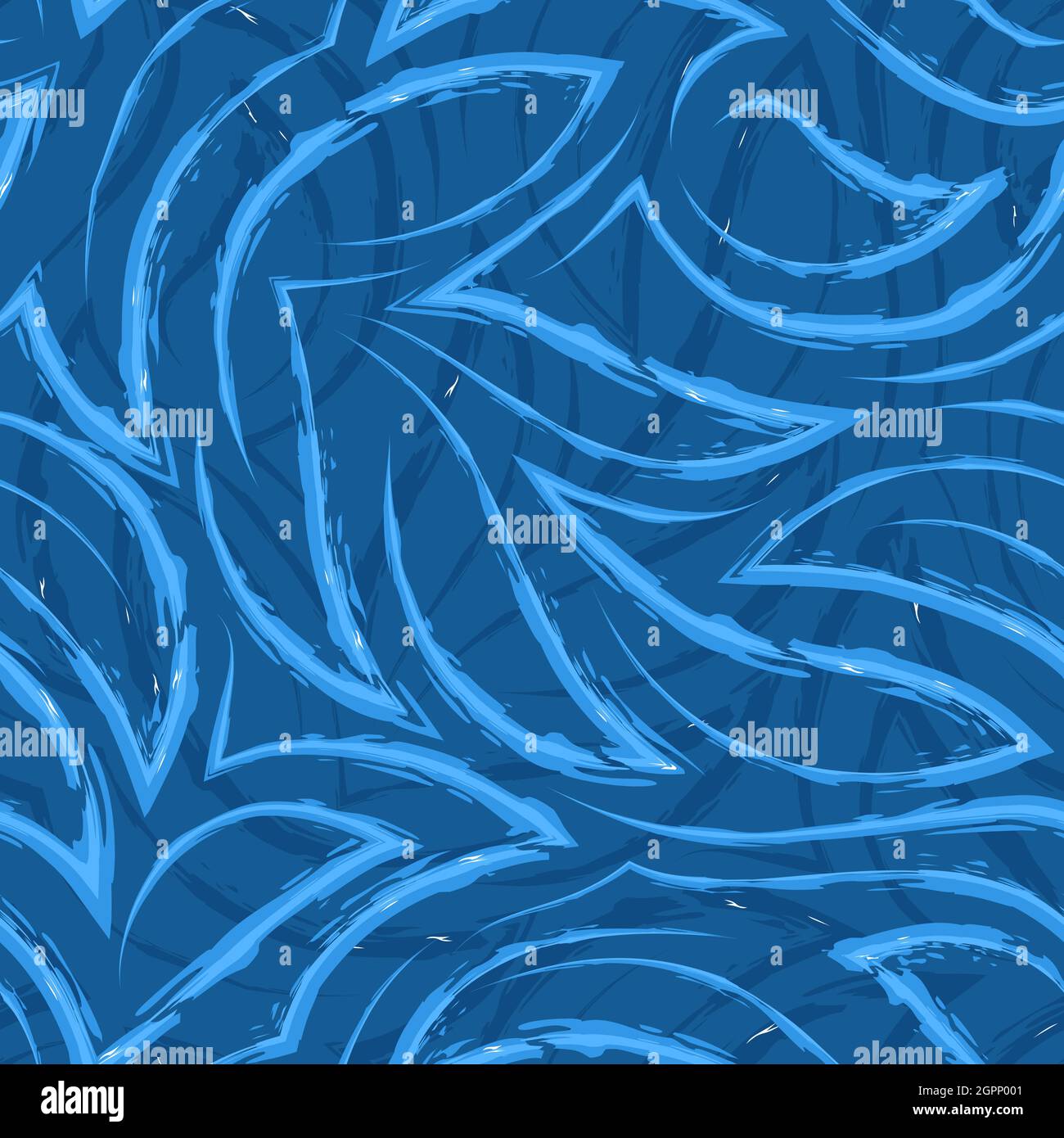 Vector seamless pattern in blue colors from corners and flowing stripes ...