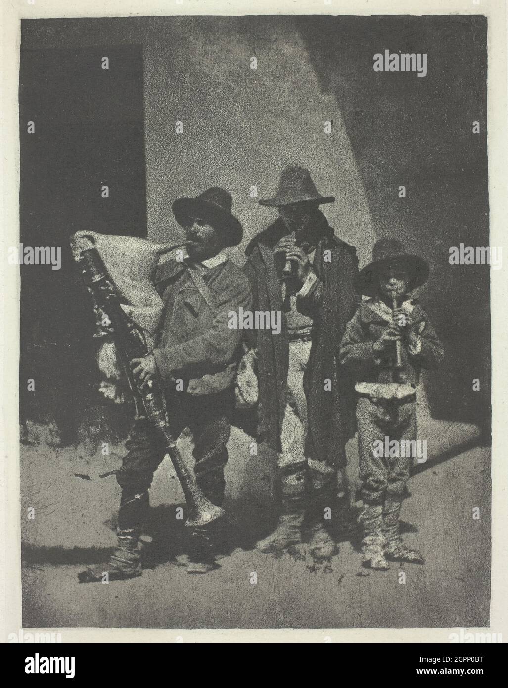 Street Musicians Standing, c. 1855, printed 1982. Photogravure, from the portfolio &quot;Charles Negre: treize heliogravures&quot;, 1854-1857&quot; (1982). Stock Photo