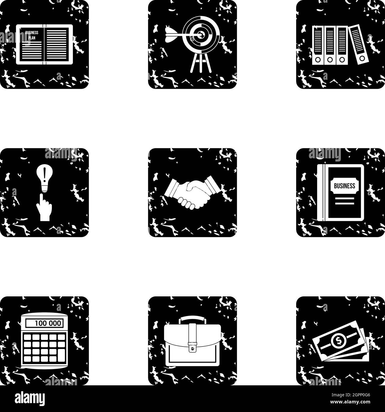 Earnings icons set, grunge style Stock Vector