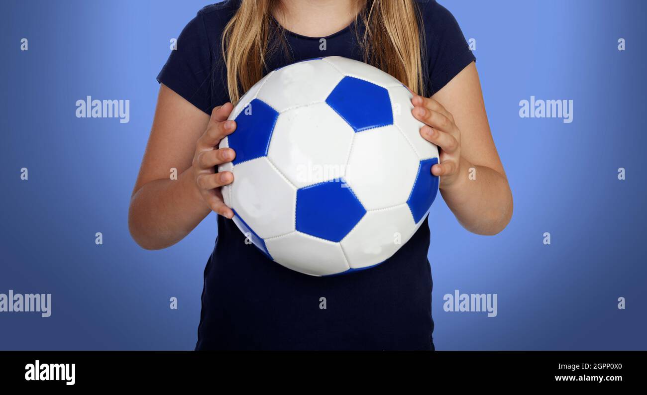 Sports for children. Girl engaged in sport. Education. Isolated over white background. Stock Photo