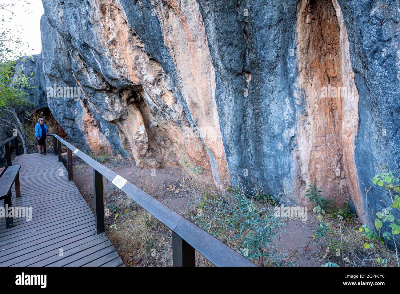 Boardwalk at Wullumba Art Site, Chillagoe-Mungana Caves National Park, North Queensland,  Australia Stock Photo