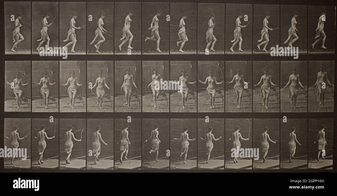 Animal Locomotion, Plate 174, 1887. [Woman skipping]. Collotype, from &quot;Animal Locomotion&quot;. Stock Photo