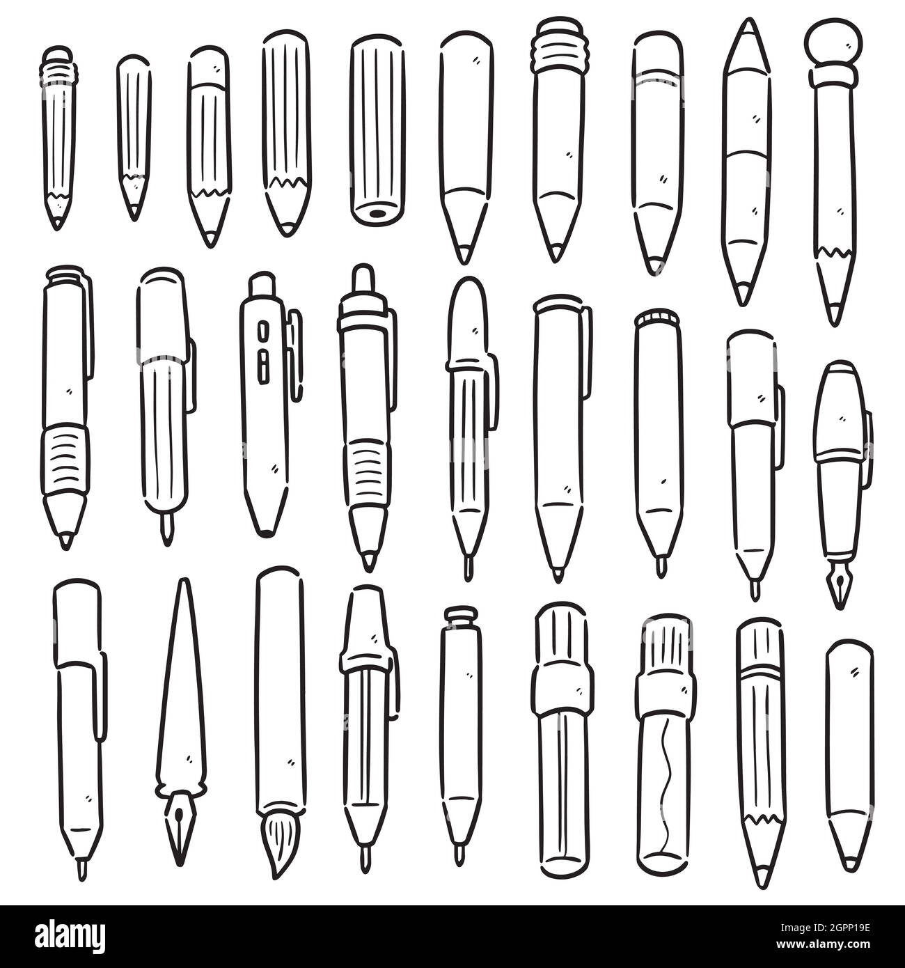 vector set of pen and pencil Stock Vector