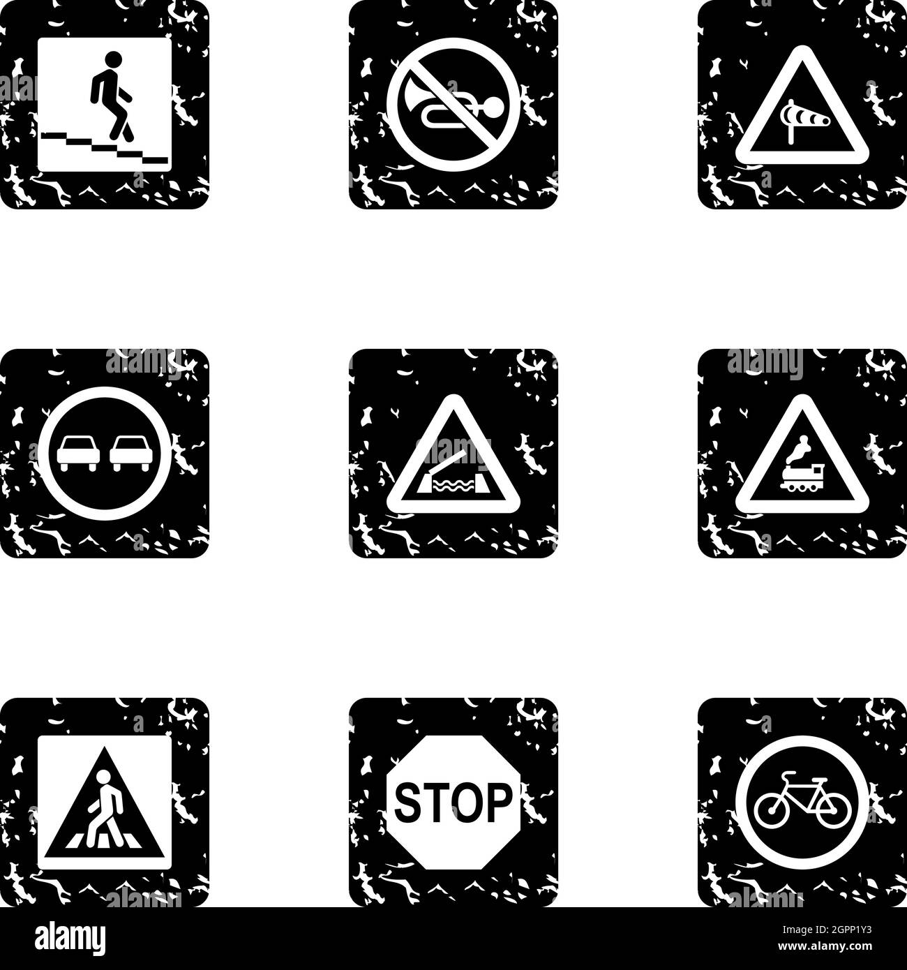 Sign icons set, grunge style Stock Vector