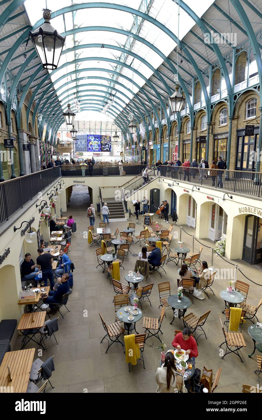 London, England, UK. Covent Garden Market - cafes and restaurants in the South Hall Stock Photo