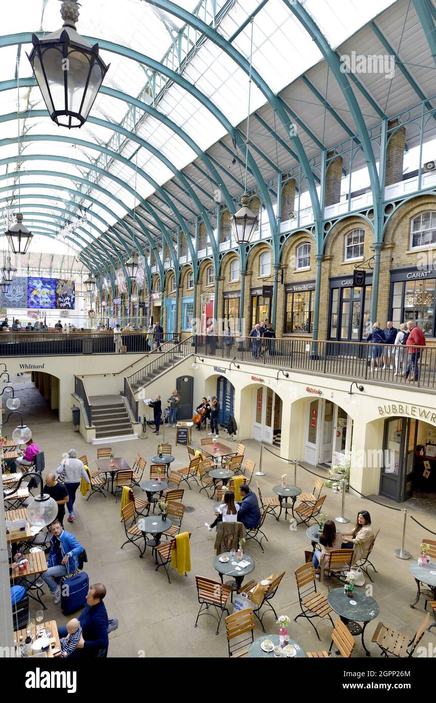 London, England, UK. Covent Garden Market - cafes and restaurants in the South Hall Stock Photo