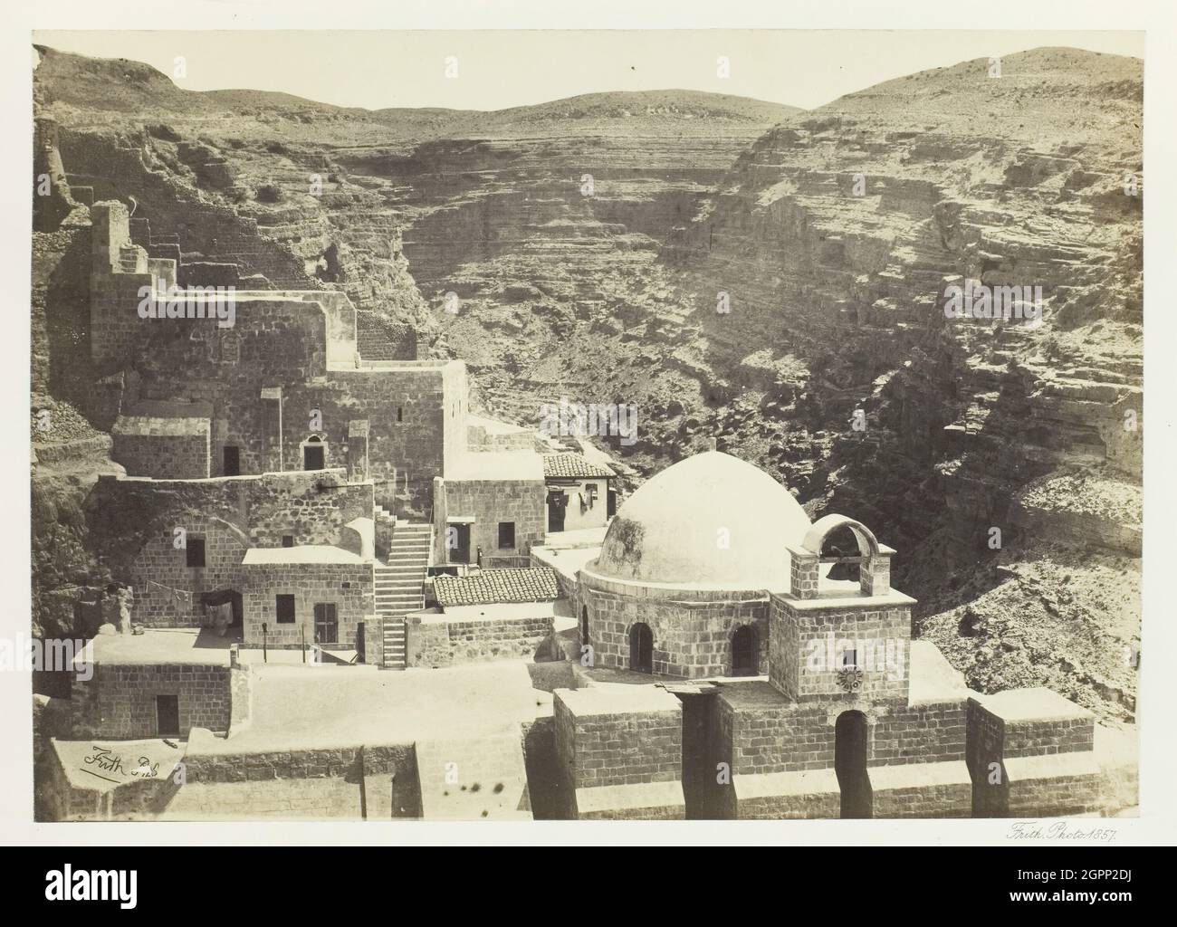 Convent of Mar-Saba, Near Jerusalem, 1857. Albumen print, pl. 11 from the album &quot;Egypt and Palestine, volume ii&quot; (1858/60). Stock Photo