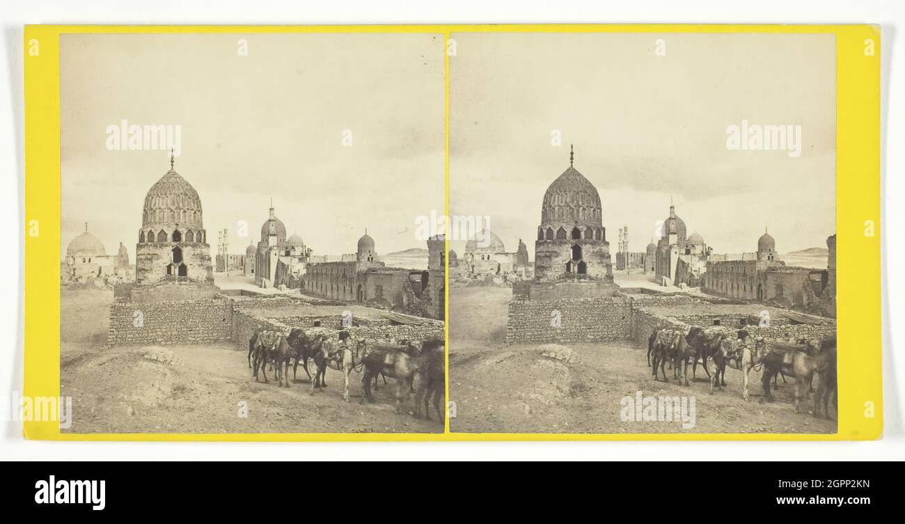 Egypt - Cairo, Tombs of the Caliphs, 1869. [City of the Dead]. Albumen print, stereocard, no. 106 from &quot;Good's Eastern Series&quot;. Stock Photo