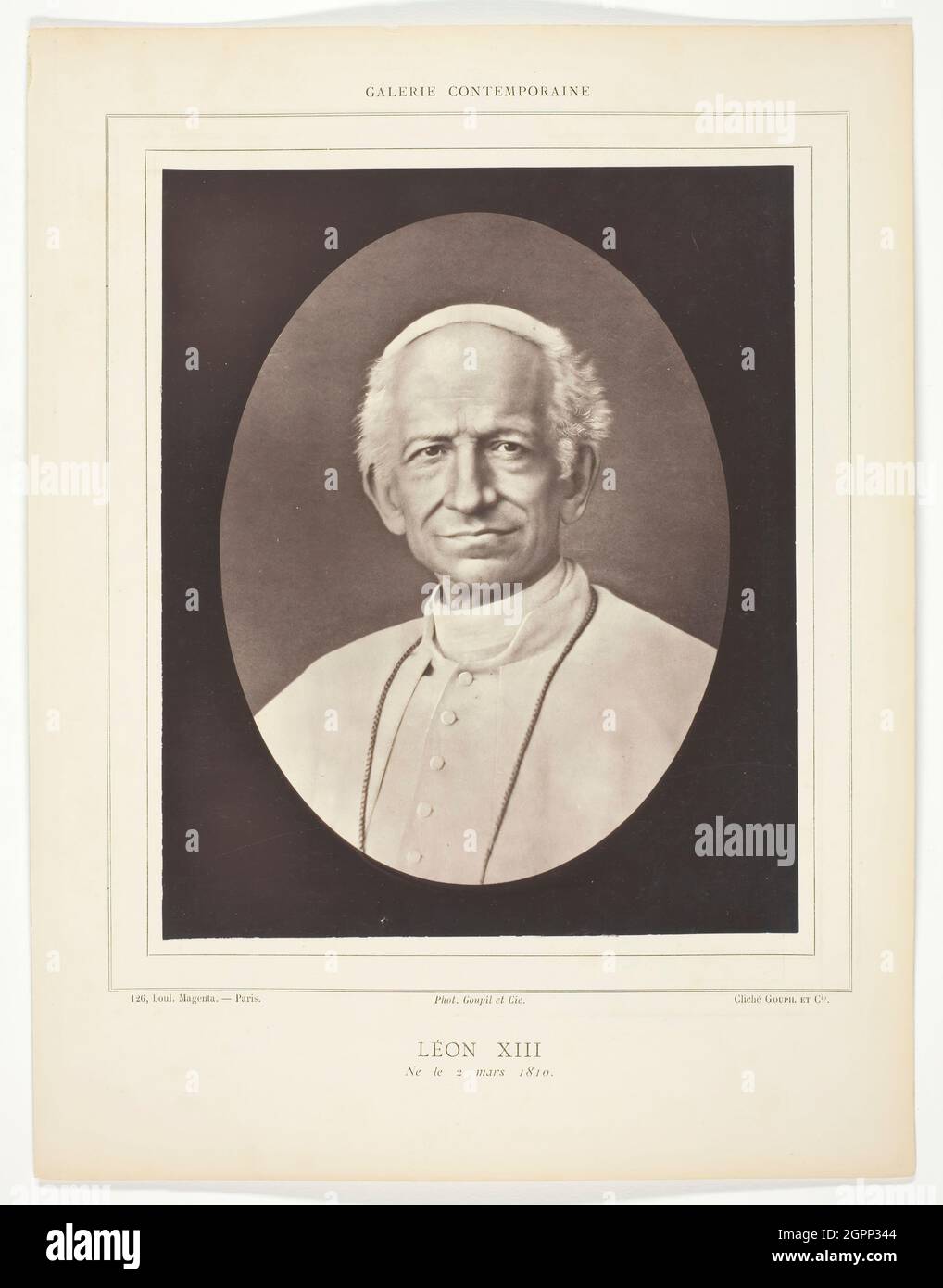 L&#xe9;on XIII, 1875/79. [Portrait of Pope Leo XIII]. Woodburytype, from the periodical &quot;Galerie Contemporaine Litt&#xe9;raire, Artistique&quot; (1879), volume 7. Stock Photo