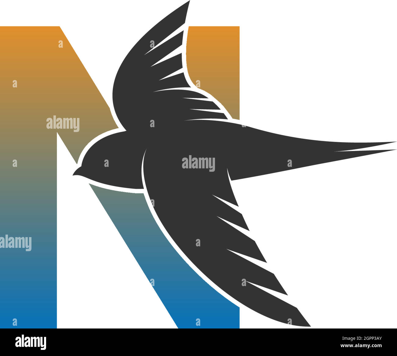 Letter N logo with swift bird icon design vector Stock Vector Image ...
