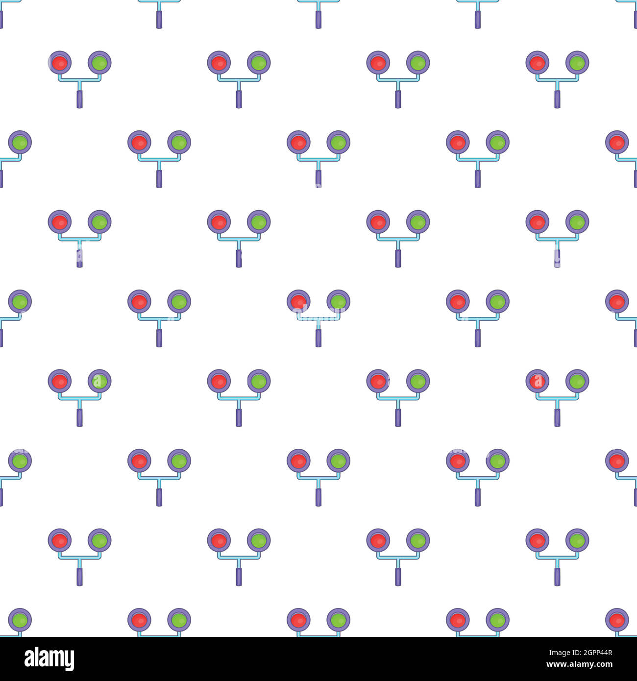Traffic light for trains pattern, cartoon style Stock Vector