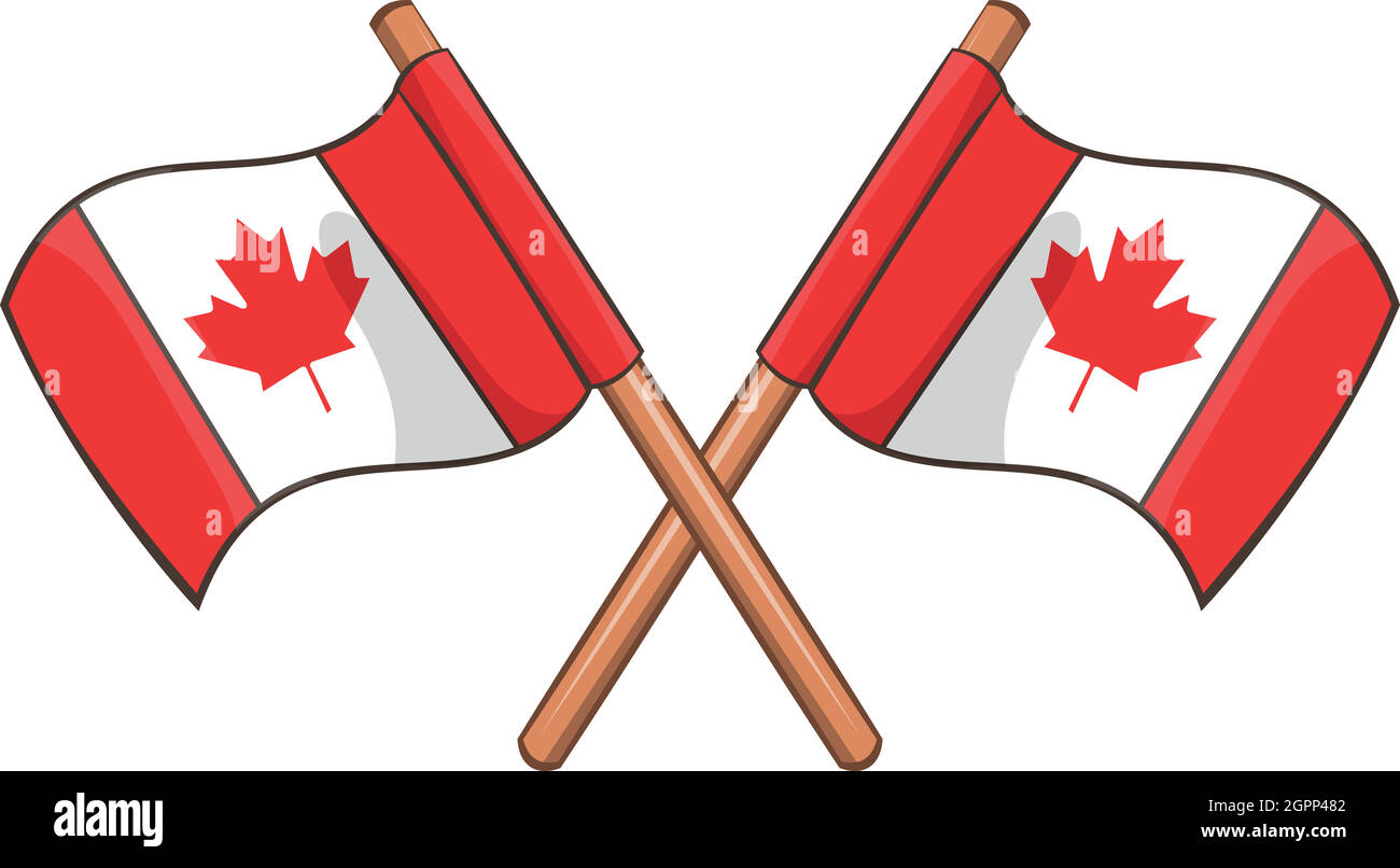 Crossed Canada flags icon, cartoon style Stock Vector