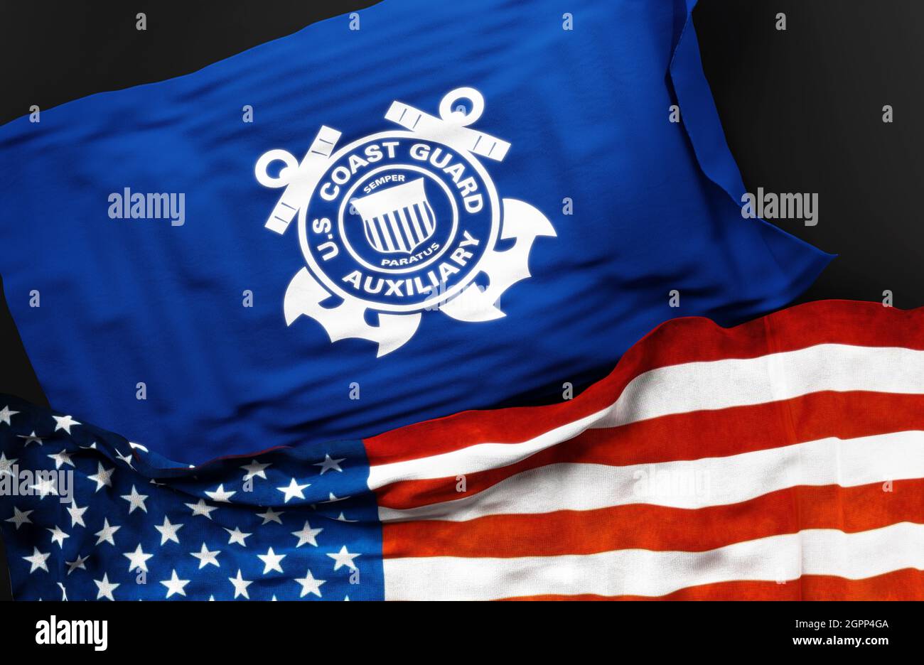 Flag of the United States Coast Guard Auxiliary 1940 along with a flag