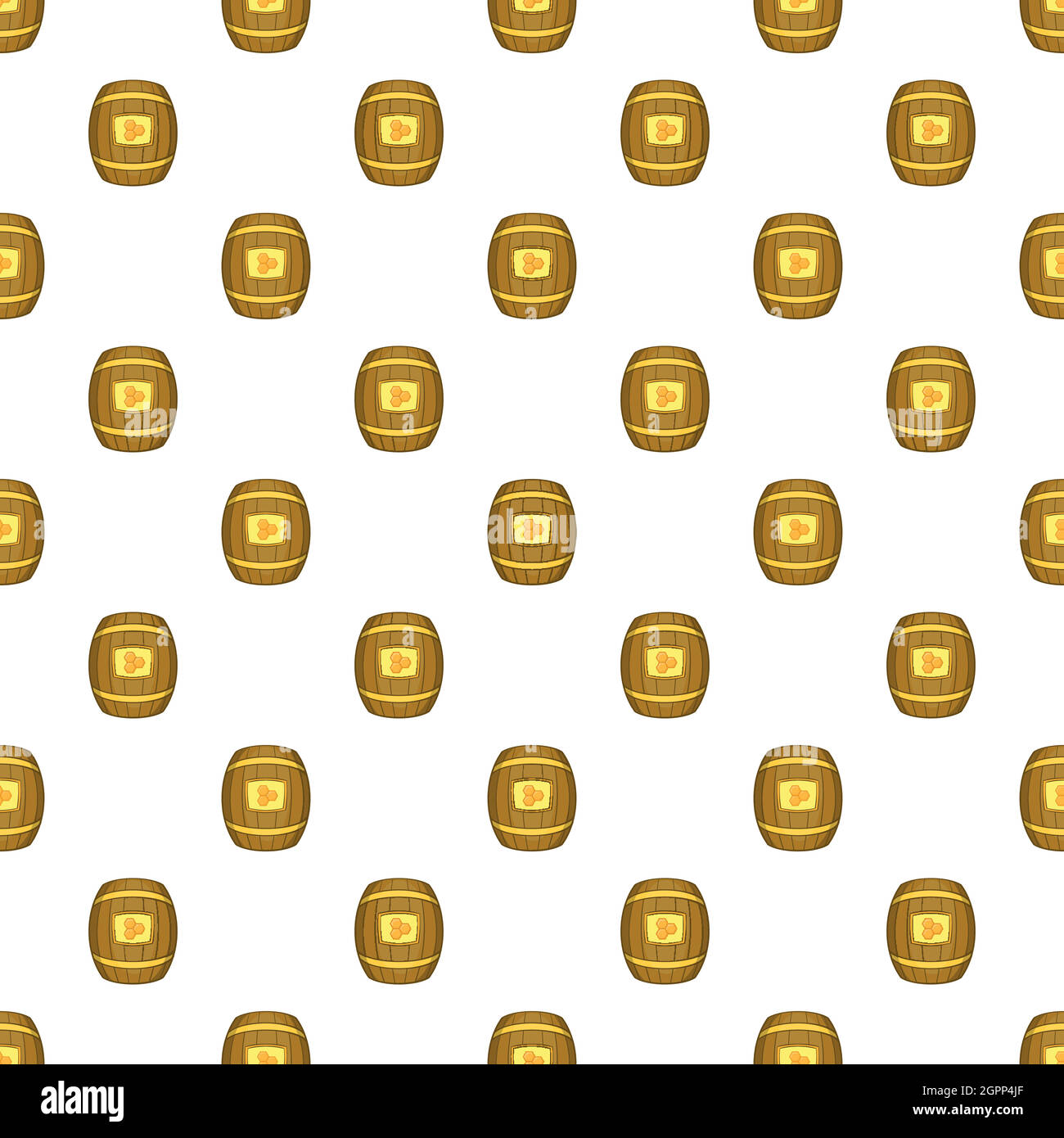Barrel of honey pattern, cartoon style Stock Vector