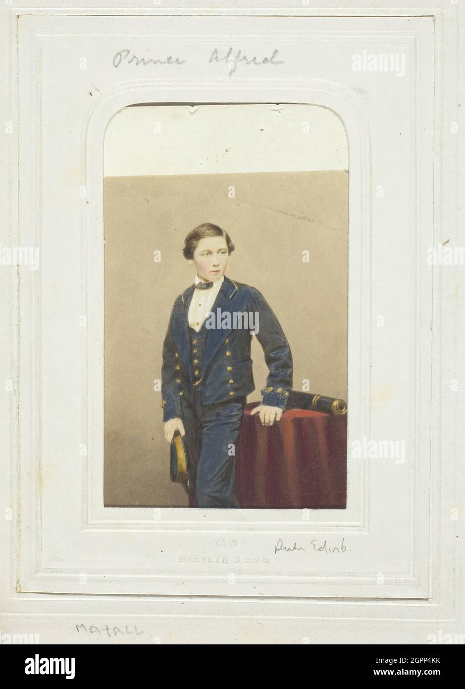 Prince Alfred, c. 1860. [Portrait of Prince Alfred, son of Queen Victoria, as a teenager and wearing naval cadet's uniform]. Albumen print. Stock Photo