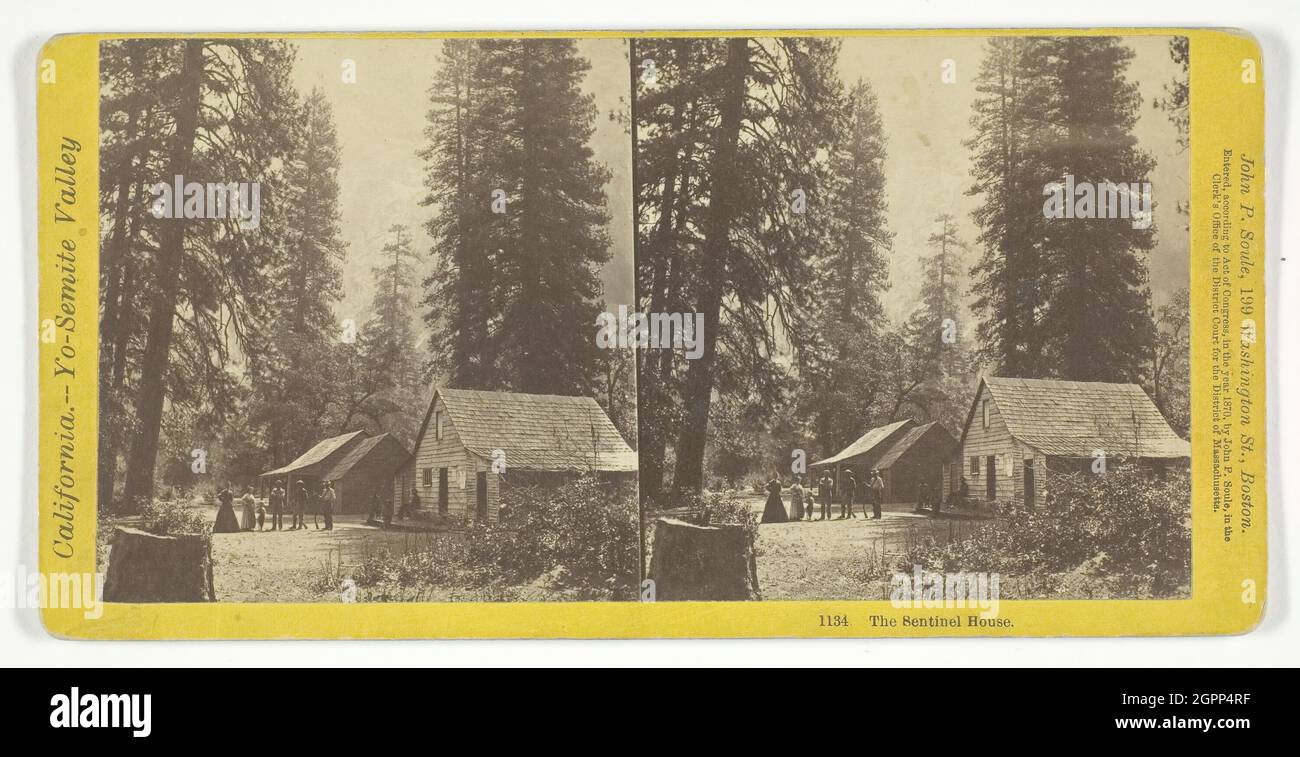 The Sentinel House, 1870. [People outside timber buildings in the ...