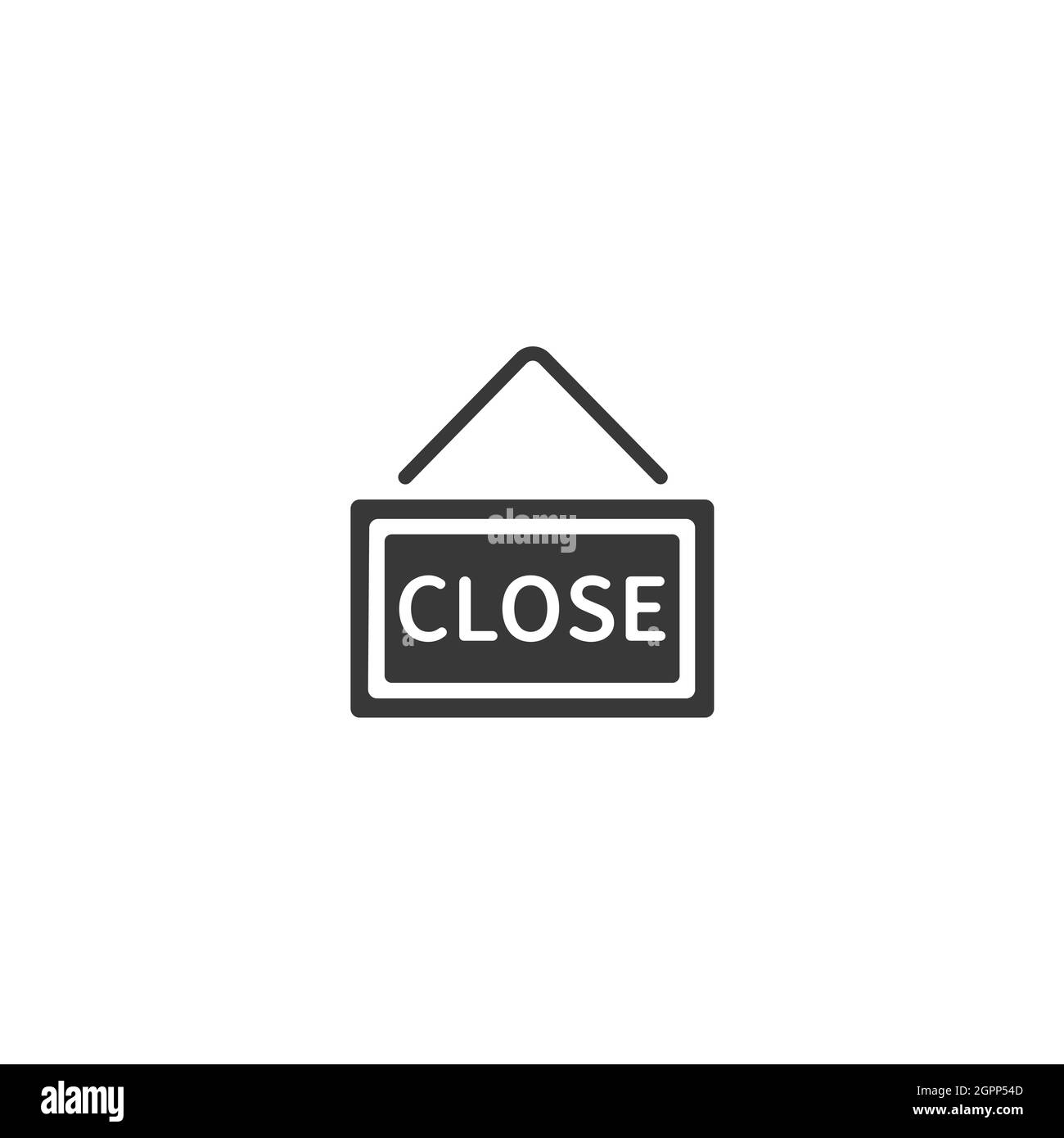 Close notice. Label with text. Isolated icon. Commerce glyph vector illustration Stock Vector