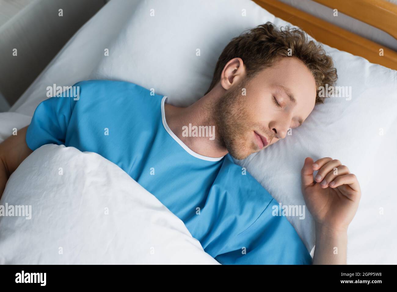 top view of patient sleeping on hospital bed Stock Photo Alamy