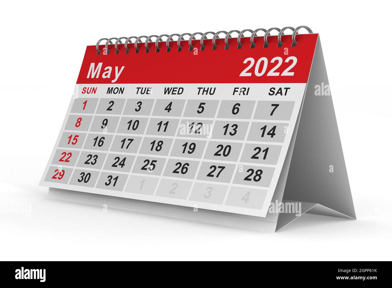 2022 Year. Calendar For May. Isolated 3D Illustration Stock Photo - Alamy