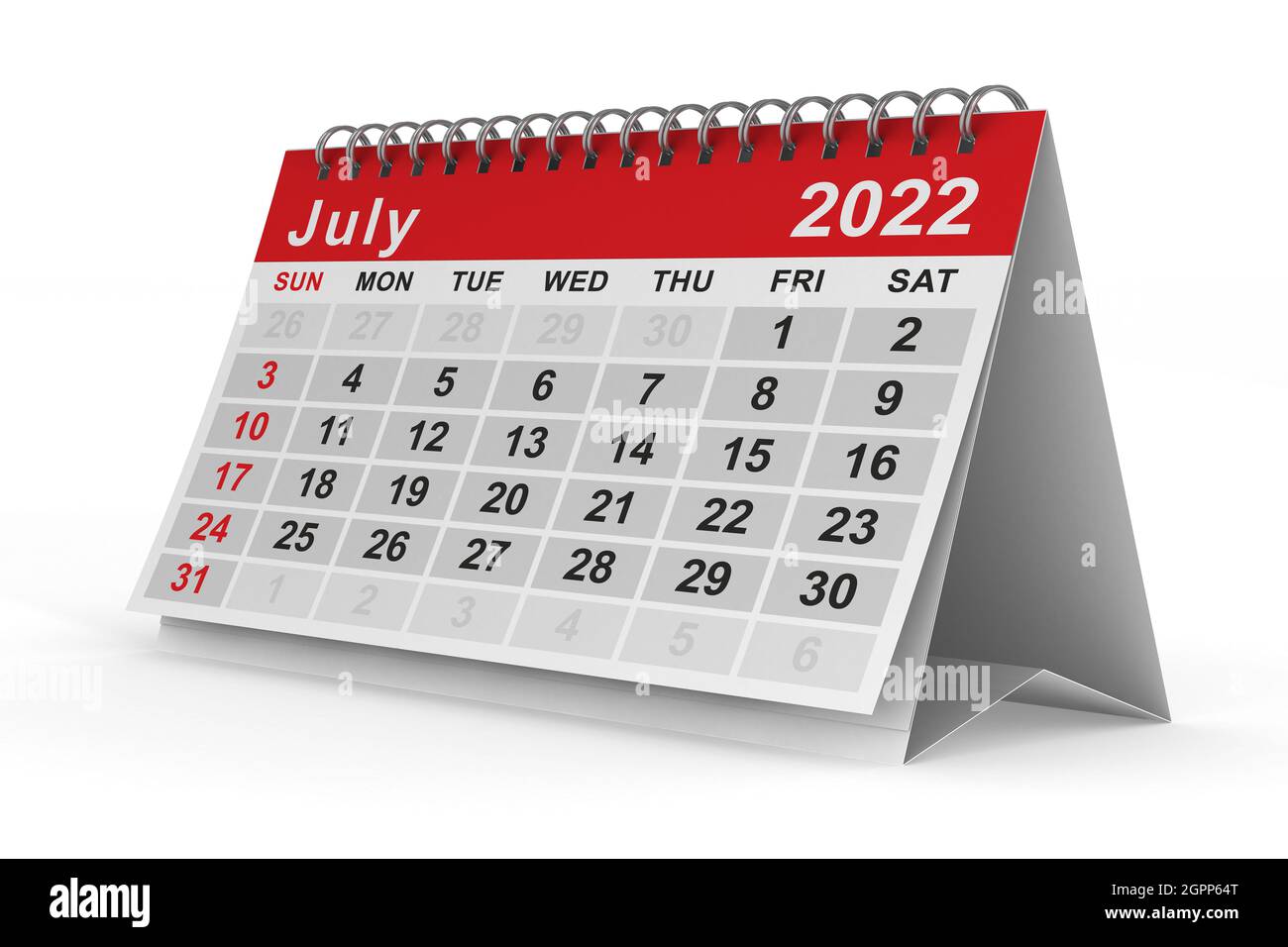 22 Year Calendar For July Isolated 3d Illustration Stock Photo Alamy