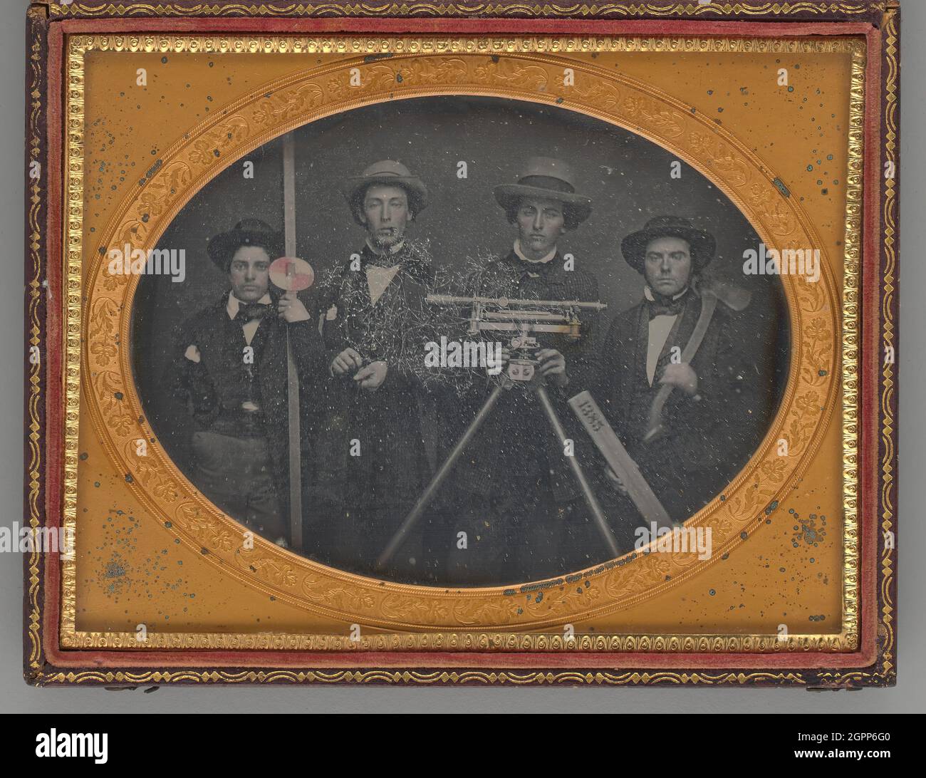 Untitled (Group Portrait of Surveyors), 1855. Daguerreotype. Stock Photo