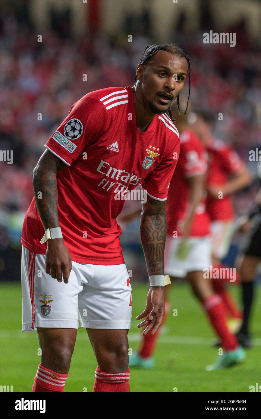 September 29, 2021. Lisbon, Portugal. Benfica's defender from Austria Valentino  Lazaro (22) in action during the game of the 2nd round of Group E for the  UEFA Champions League, Benfica vs Barcelona