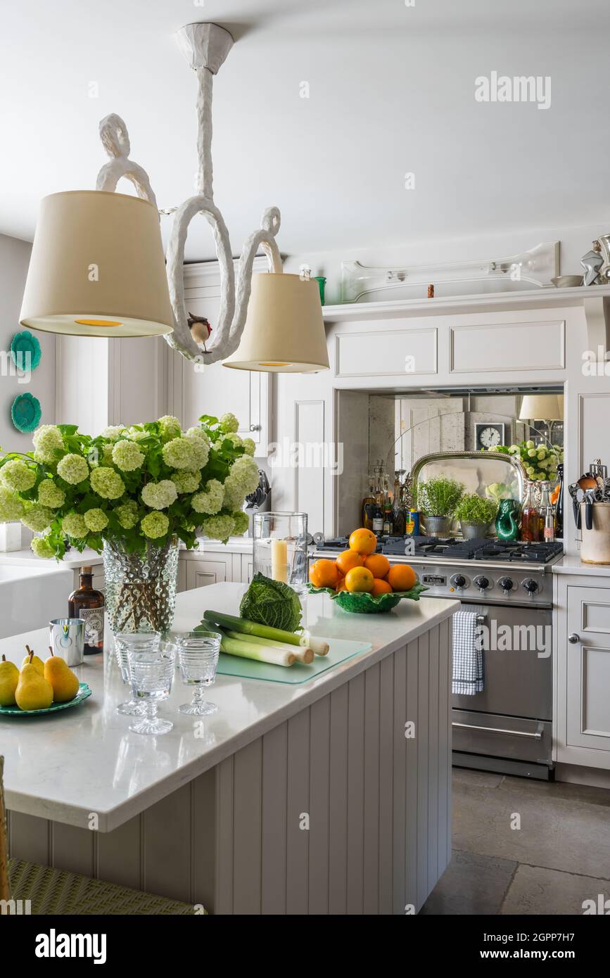 Basement kitchen in Regency townhouse, London Stock Photo - Alamy