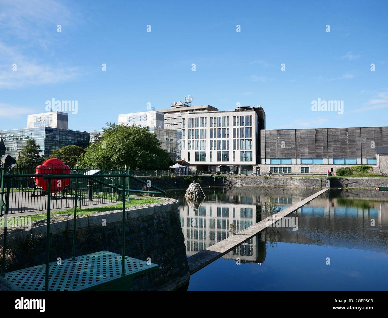 Drakes Place and reservoir. University of Plymouth. Plymouth, Devon UK Stock Photo