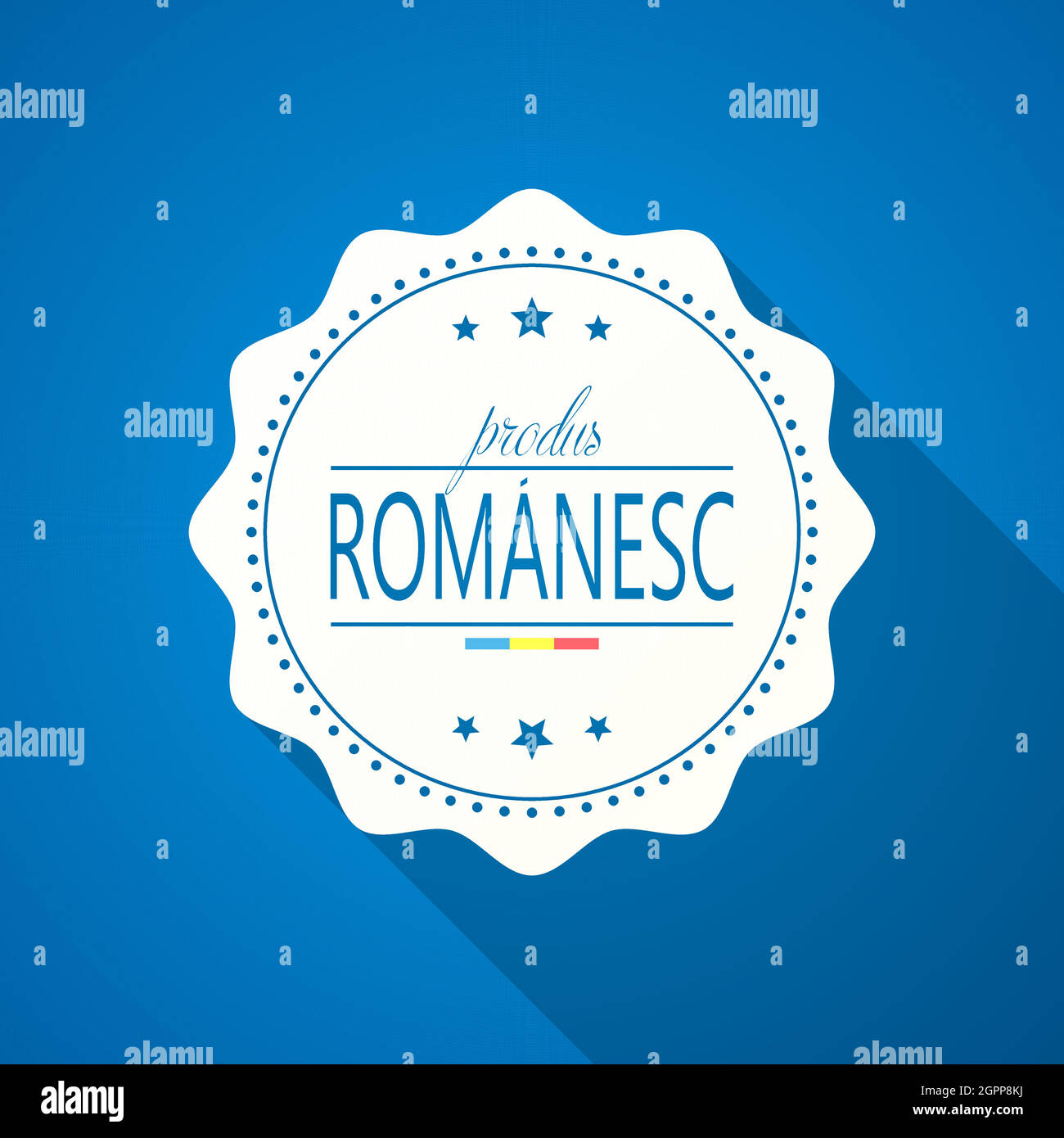 Romanian product cut out stamp Stock Vector