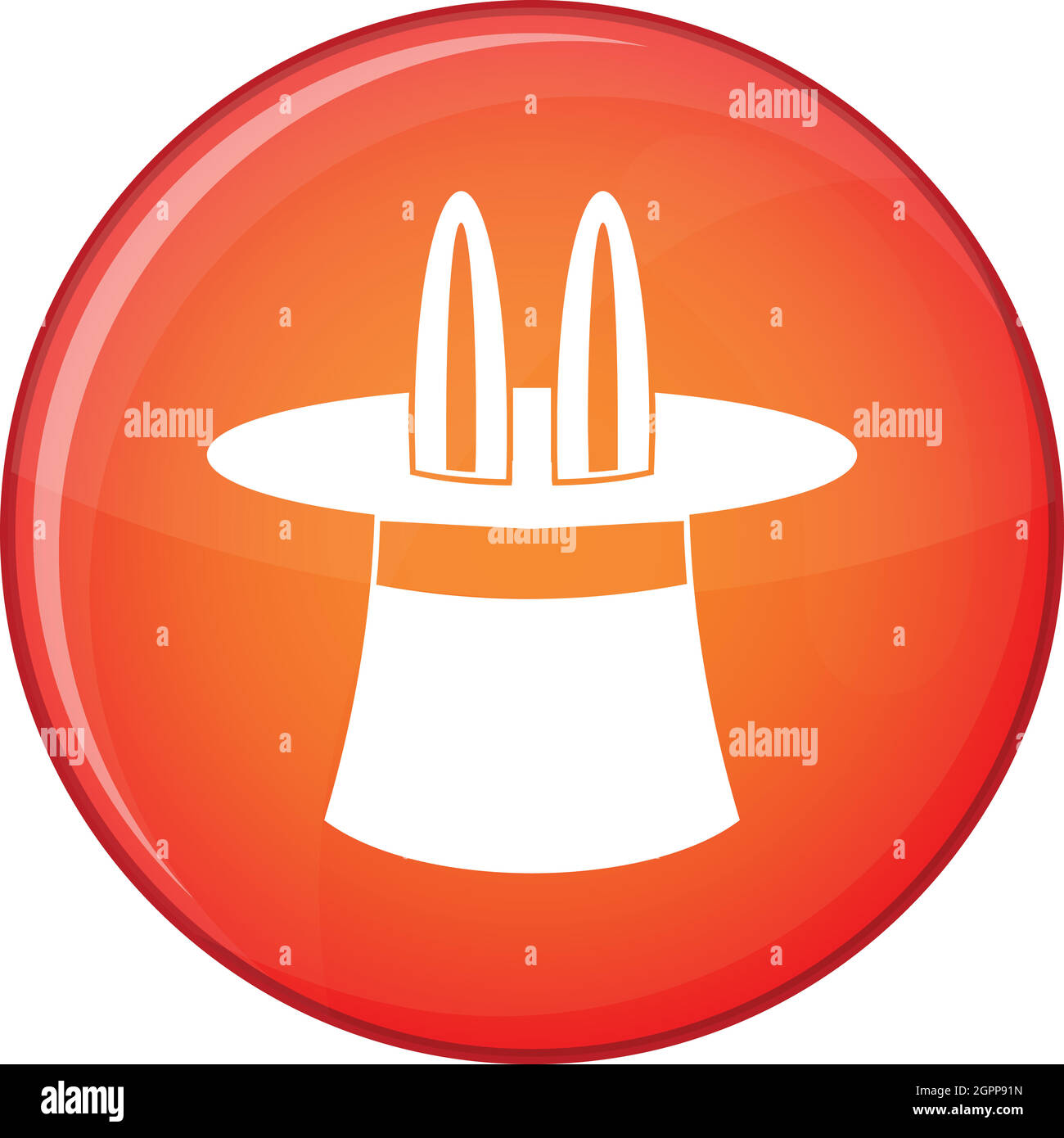 Rabbit ears appearing from a top magic hat icon Stock Vector