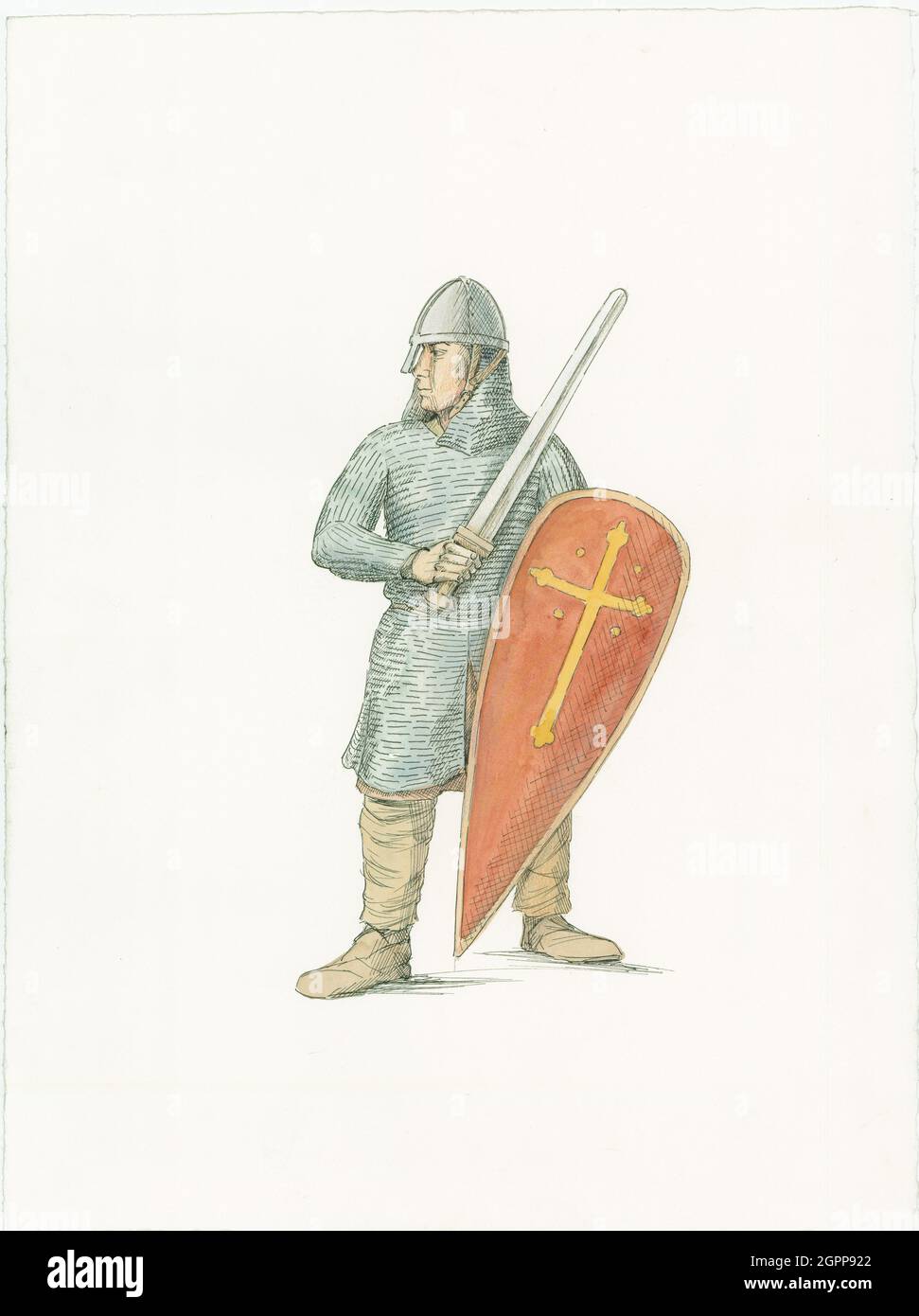 A Norman knight, c1066 (2015). A reconstruction illustration from Battle Abbey, East Sussex. Stock Photo