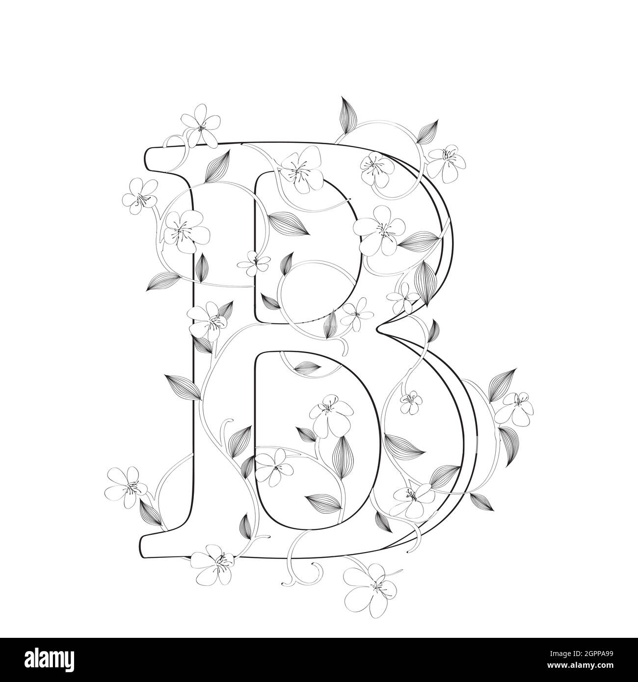 Letter B floral sketch Stock Vector