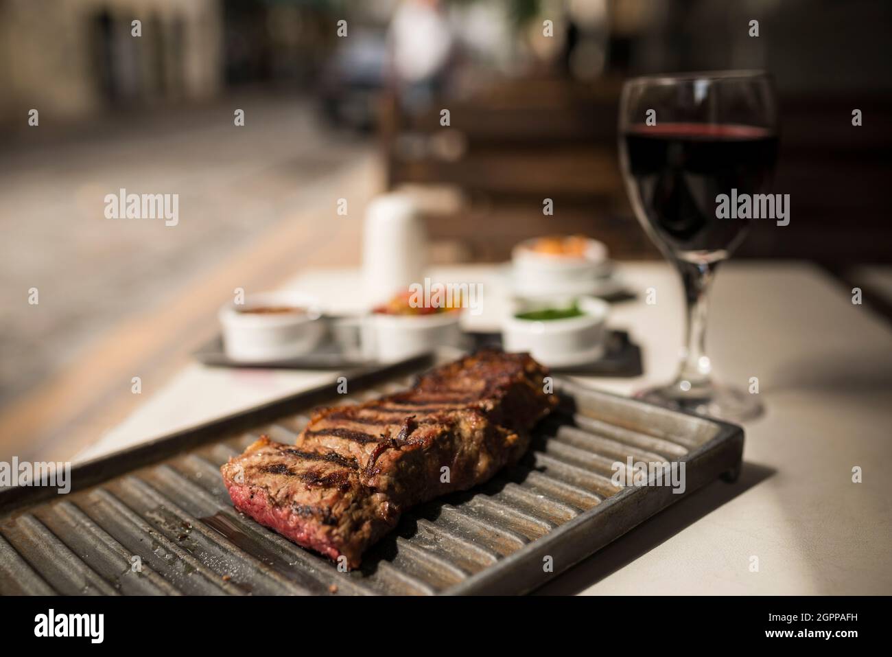 Argentina, Buenos Aires, Steak meal at traditional parrillia Stock Photo