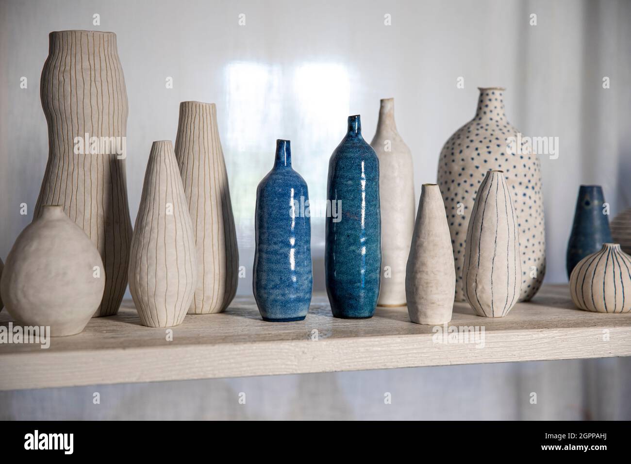 Handmade ceramic vases in studio Stock Photo Alamy