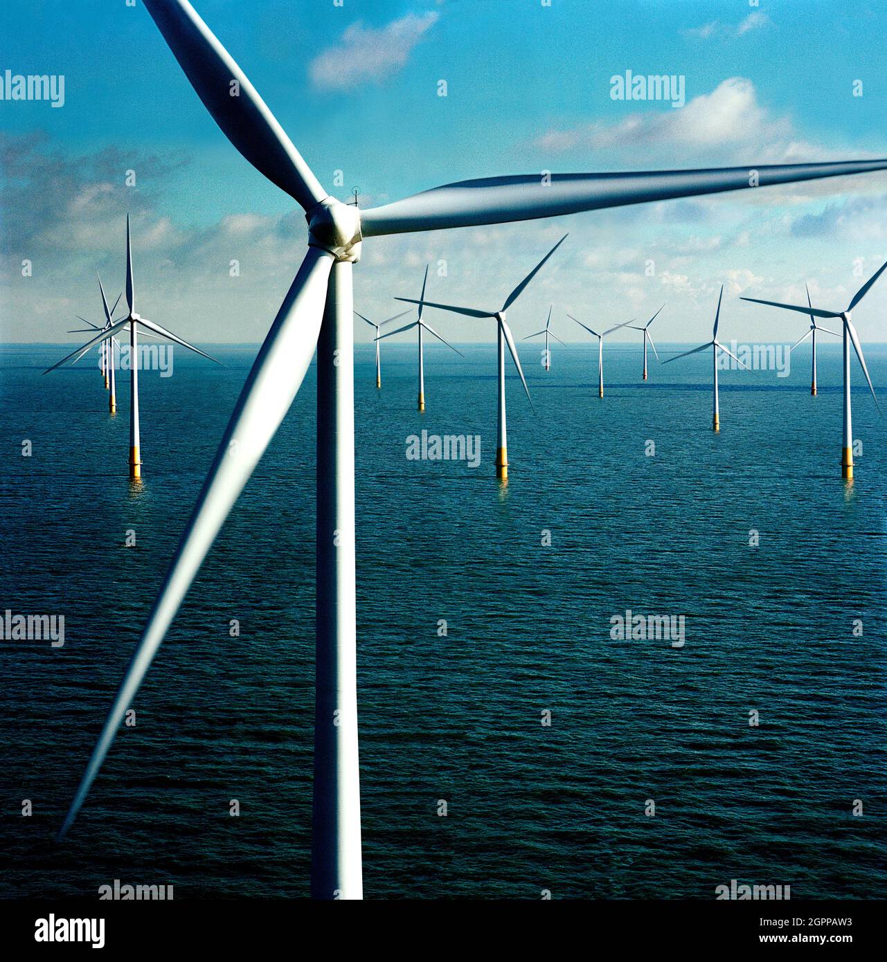 UK, Wales, Powys, Offshore wind farm Stock Photo Alamy