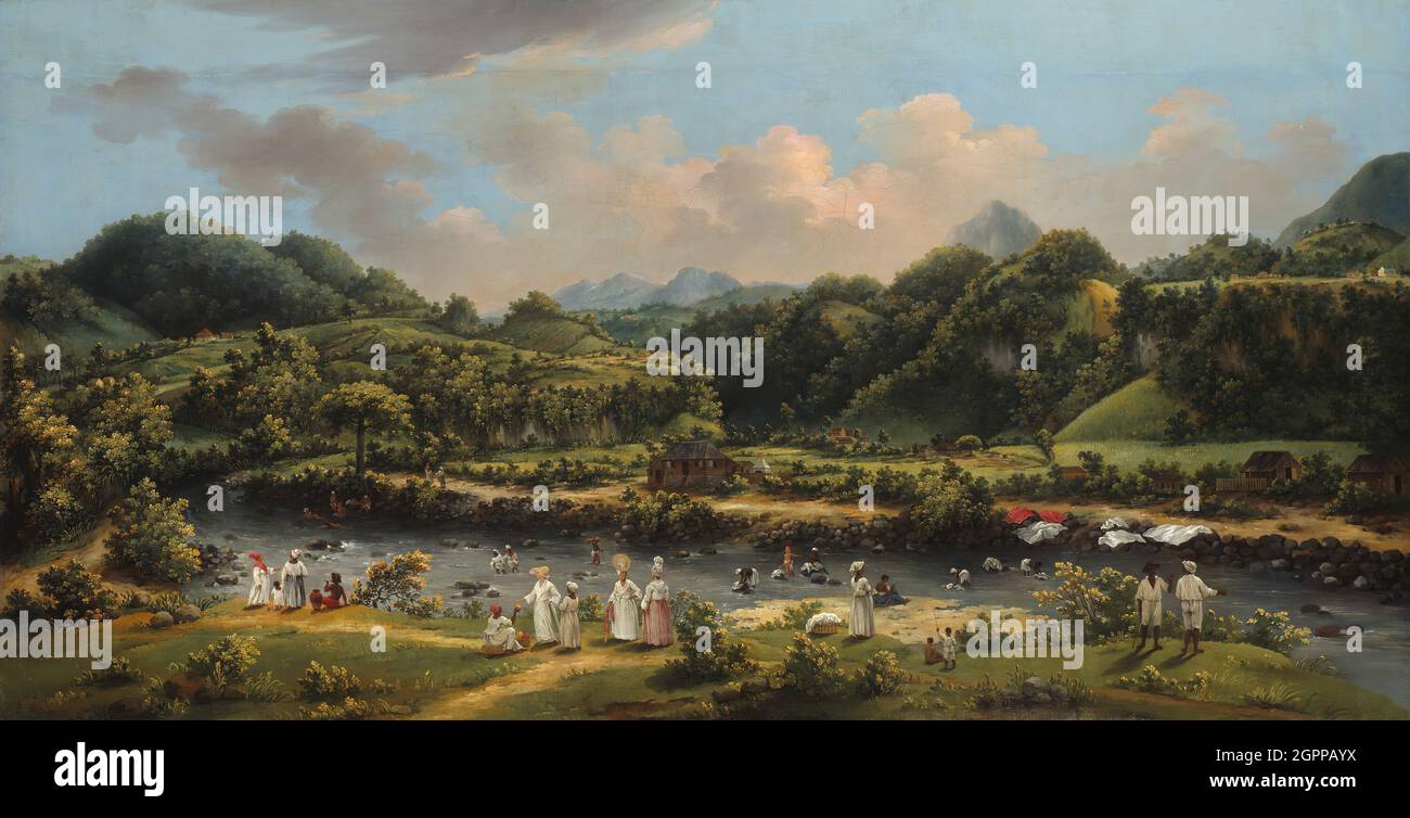 View on the River Roseau, Dominica, 1770/80. Stock Photo