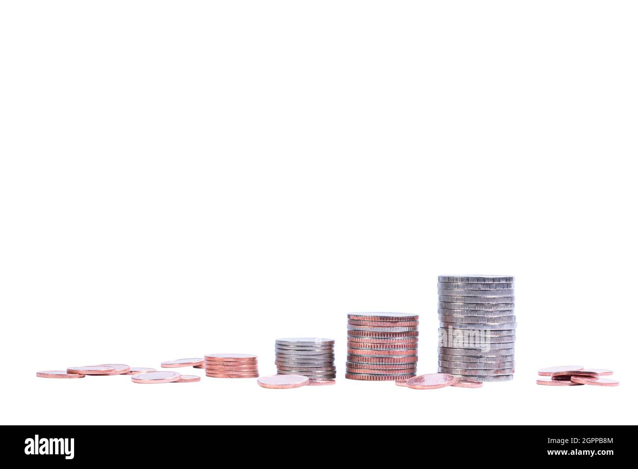 Stacked coins isolated on white background Business and finance concept ...