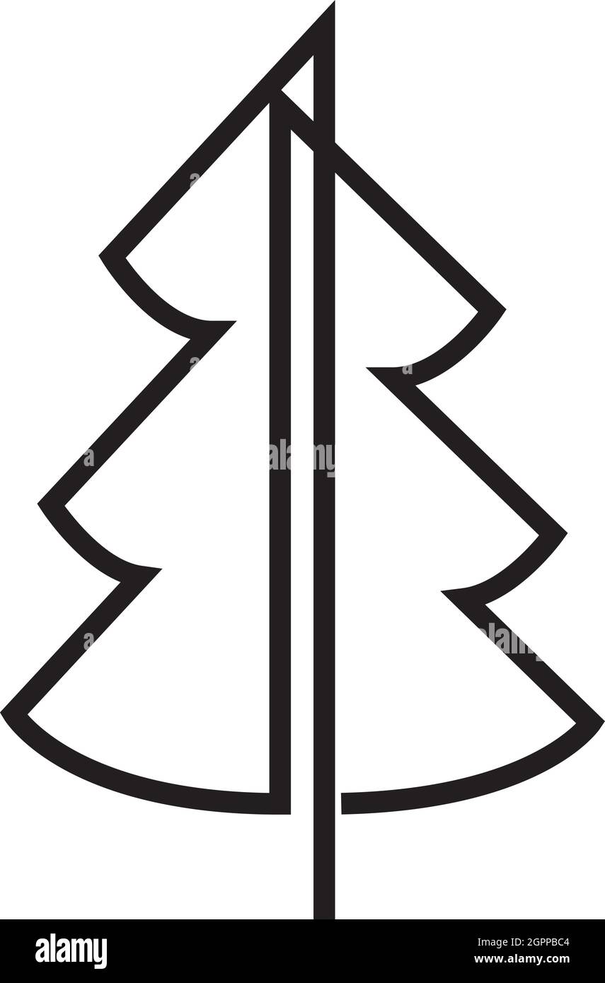 Continuous line drawing of pine. Fir-tree. Black isolated on white background. Hand drawn christmas tree  vector illustration Stock Vector
