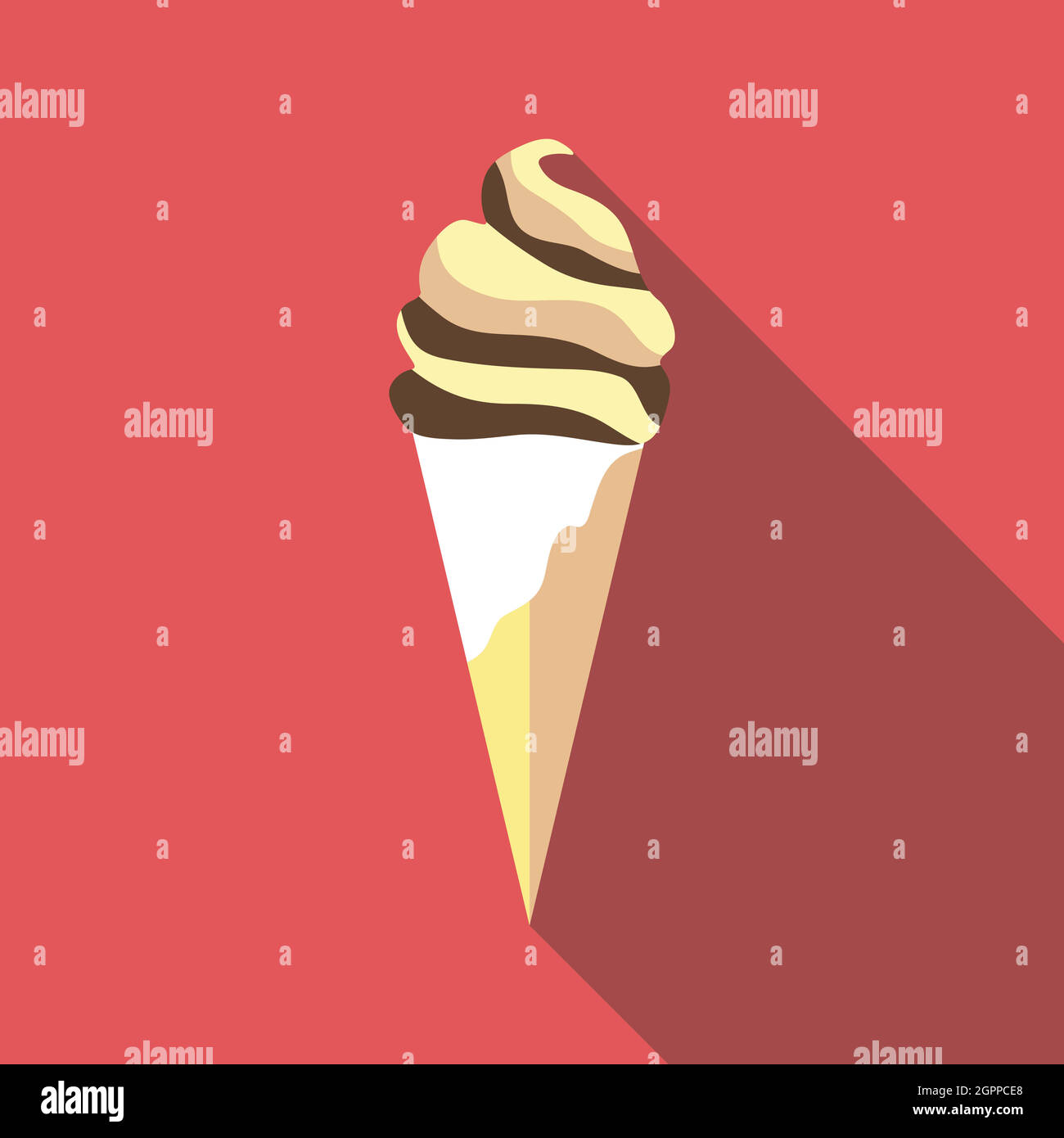 Ice cream in waffle cone icon, flat style Stock Vector Image & Art - Alamy