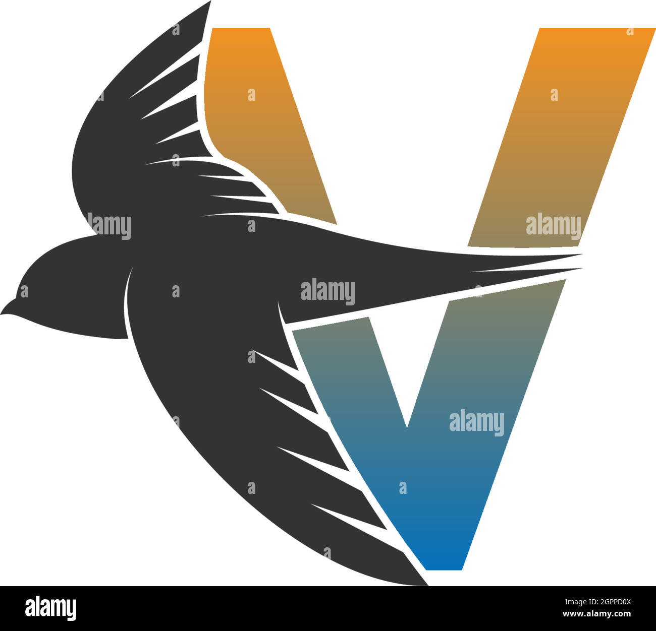 Letter V logo with swift bird icon design vector Stock Vector Image ...
