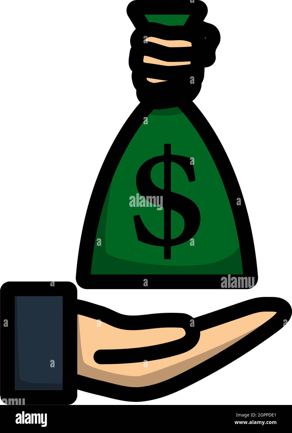 Hand Holding The Money Bag Icon Stock Vector Image & Art - Alamy