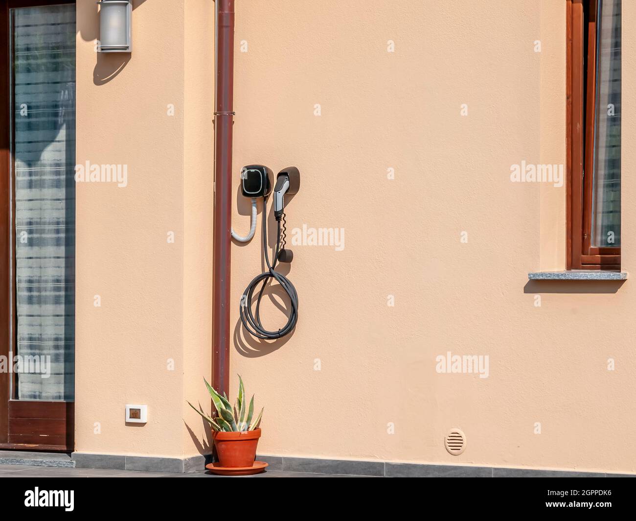 A special socket for recharging electric car batteries, attached to the