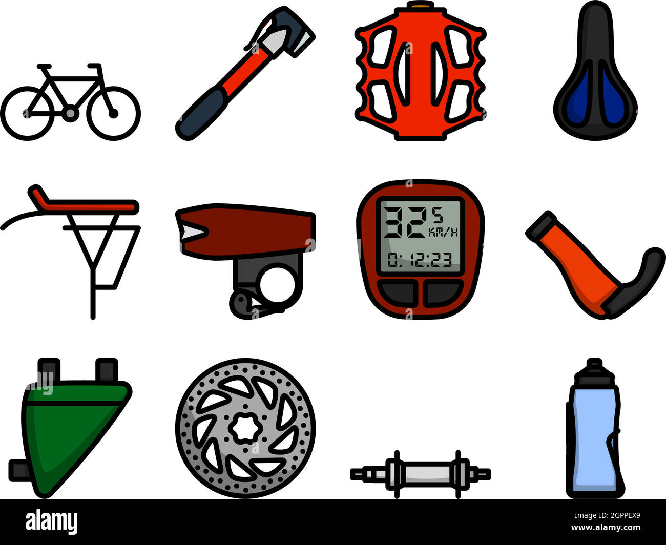 Bike Icon Set Stock Vector